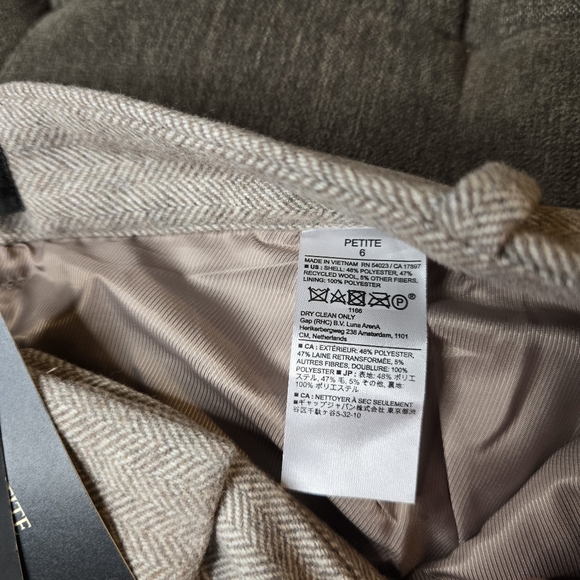 Banana Republic Straight Wool-Blend Herringbone blonde pants 6p - Picture 7 of 8